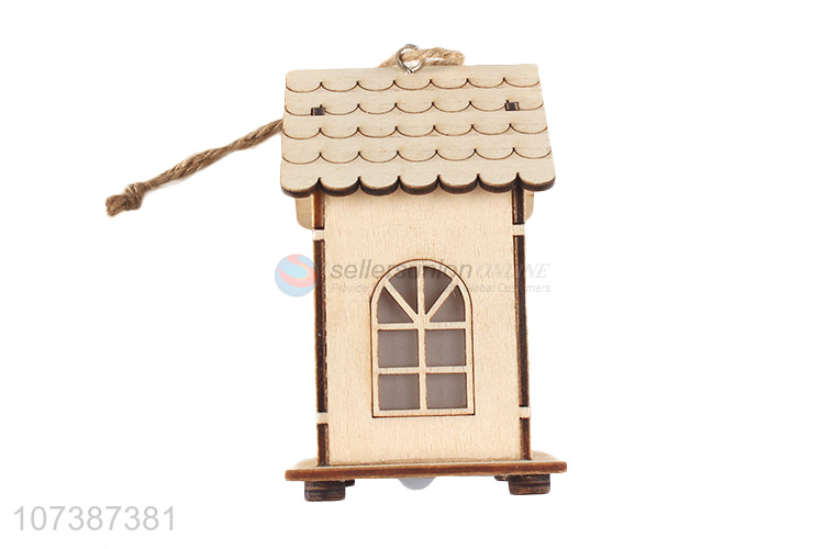 Latest design led light up wooden house lamp Christmas tabletop decoration