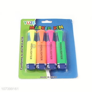 Cheap 4 pieces plastic highlighters fluorescent pen student stationery