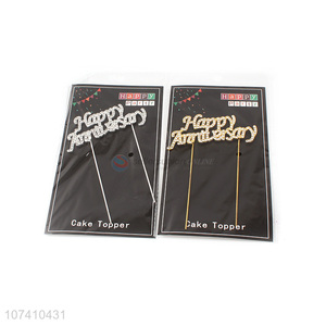 Good sale happy anniversary alloy cake topper for decoration