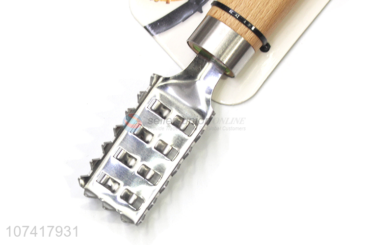 Hot Sale Wooden Handle Stainless Steel Fish Scale Scraper