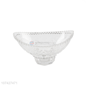 Hot Sale Ingot Shape Clear Glass Salad Bowl Fruit Holder