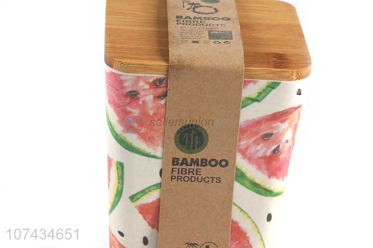 Fashion Watermelon Pattern Bamboo Fiber Sealed Jar