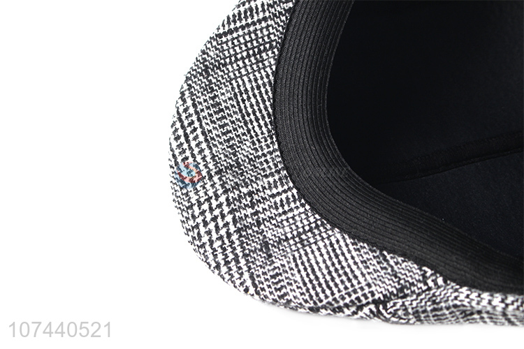 High quality fashion houndstooth peaked cap woolen winter caps