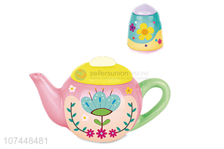 Good quality diy toy painted ceramic tea set toy for kids