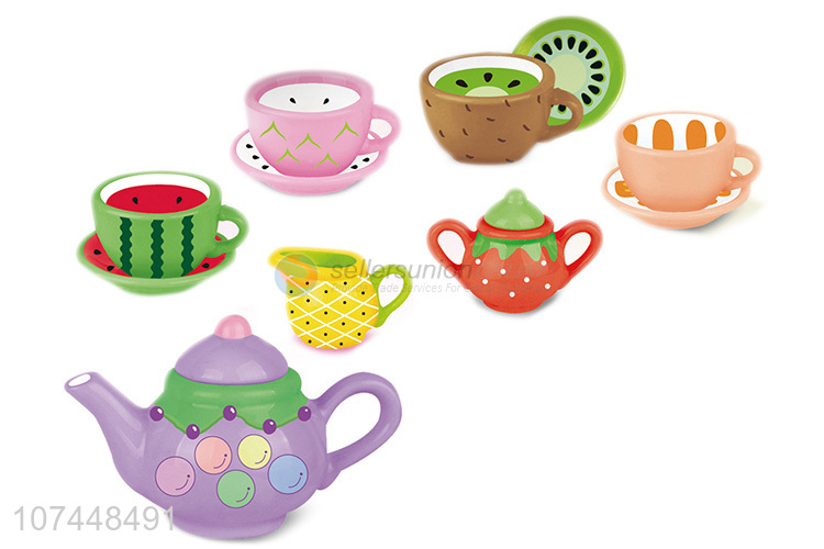 New design educational diy painting ceramic tea set toy