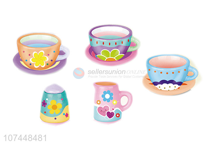 Good quality diy toy painted ceramic tea set toy for kids