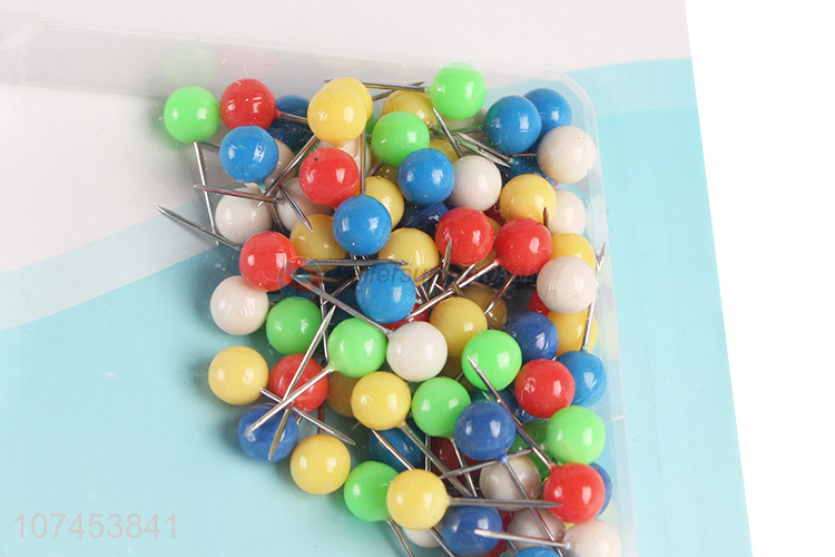 100 Pieces Office Ball Straight Pearl Head Push Map Pins