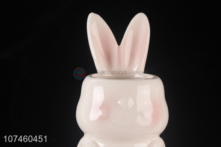 Factory Price Cute Rabbit Shape Ceramic Vase Fashion Flower Receptacle