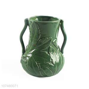 New Style Green Ceramic Receptacle Flower Vase For Home Decoration