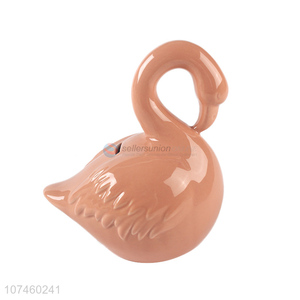 Custom Home Decoration Swan Shape Ceramic Money Box