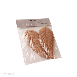 Online wholesale Christmas ornaments hanging glitter leaf pendants