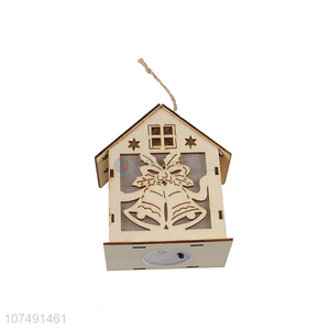 New Design Christmas Decoration Hanging Led Light Wooden House Pendant