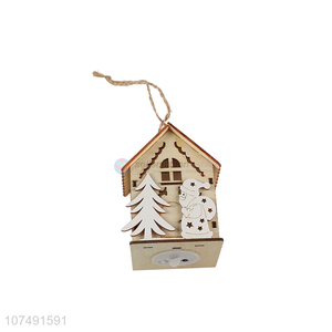 Best Sale Christmas Decoration Wooden House Shape Led Light Christma Pendant