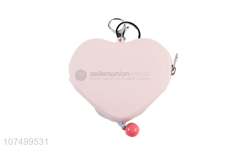 Hot Sale Heart Shape Silicone Coin Purse With Key Chain