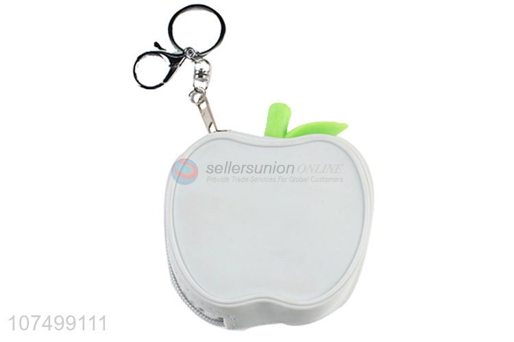 Good Quality Apple Shape Silicone Coin Purse With Key Chain