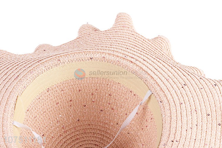 Promotional wide brim women straw hat summer fashion beach hat