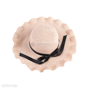 Promotional wide brim women straw hat summer fashion beach hat