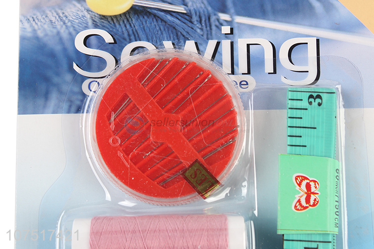 High quality sewing tool set with thread, needle, tape measure & thimble