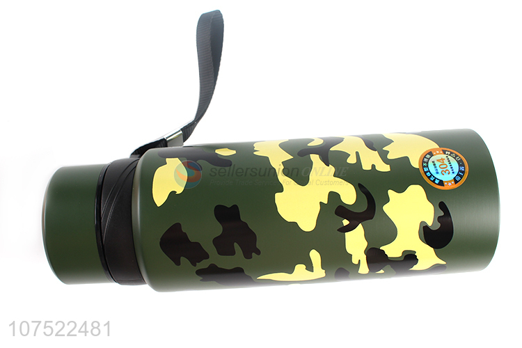 Private label camouflage color stainless steel thermal cup portable water bottle