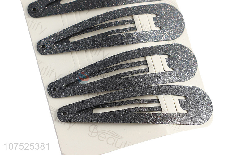 China factory black glitter hair clips fashion iron hairpins