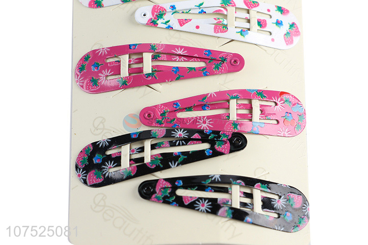 China manufacturer strawberry printed girls hair clips fashion hairpins