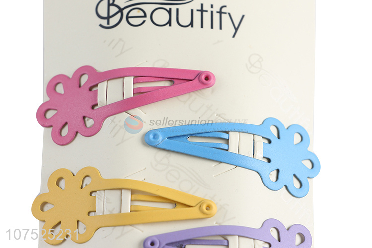 Promotional flower shape girls hair clips fashion iron hairpins