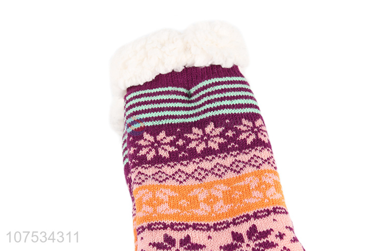 China manufacturer women knitted fleece lined socks for winter