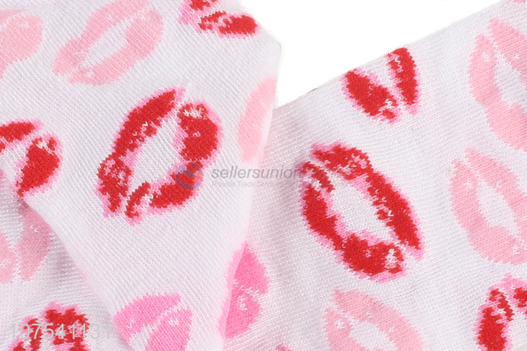 Good Sale Sexy Lip Pattern Comfortable Socks For Ladies