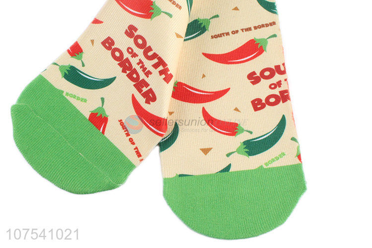 Hot Sale Colorful Pepper Pattern Socks Fashion Ladies Sock