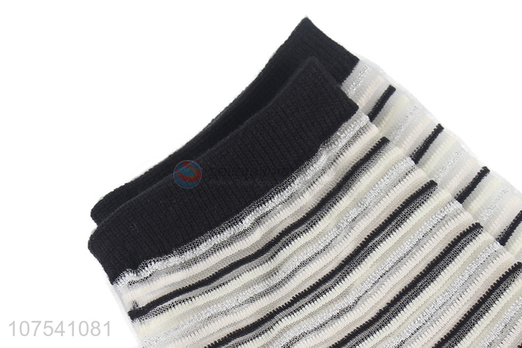 Custom Fashion Striped Socks Ladies Breathable Short Socks