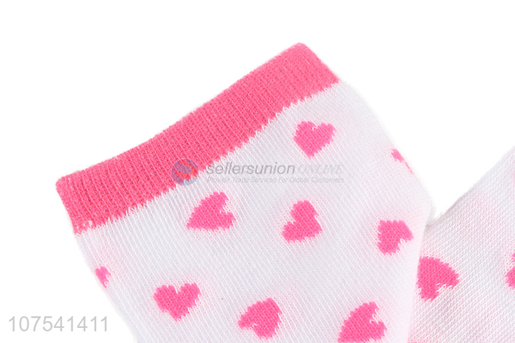 Good Sale Love-Heart Pattern Crew Socks Soft Short Socks