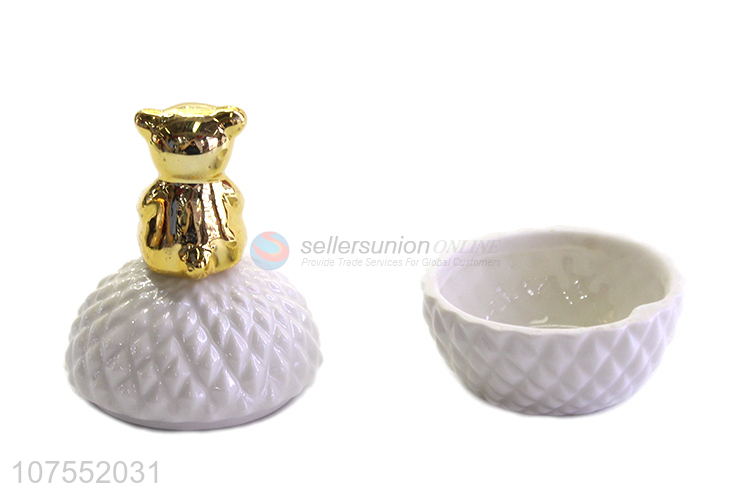 Wholesale Price Ceramic Storage Jar With Gold Pig Ceramic Lid