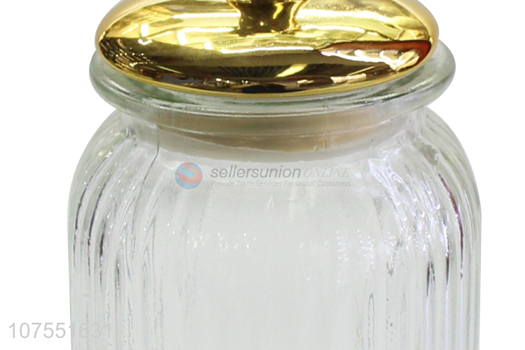 Cheap Price Clear Glass Storage Jar With Gold Deer Ceramic Lid