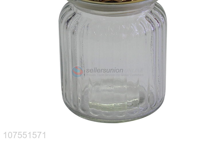 Lowest Price Clear Glass Storage Jar With Gold Butterfly Ceramic Lid