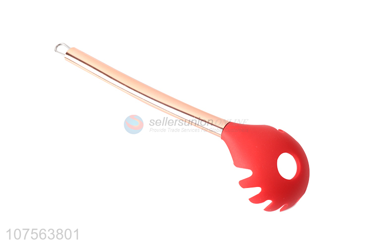 Hot sale gold stainless steel handle silicone spaghetti spatula for kitchen