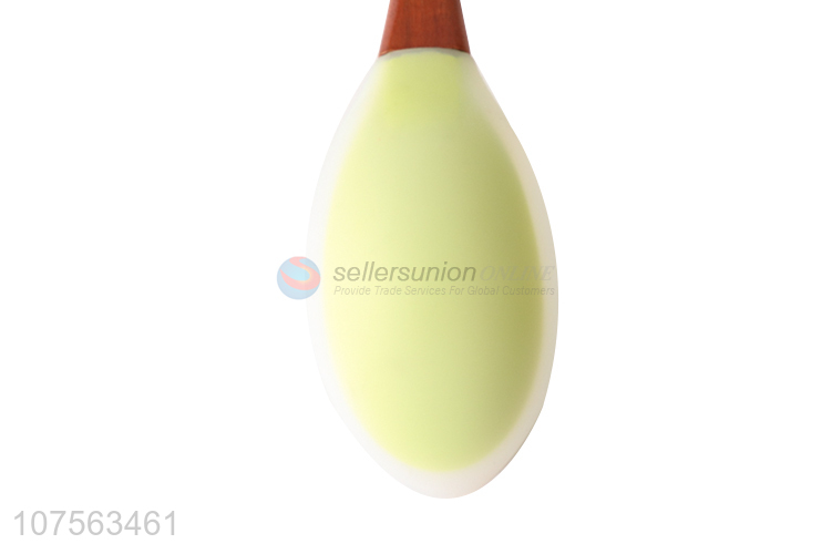 Suitable price cooking tool translucence silicone spoon with wooden handle