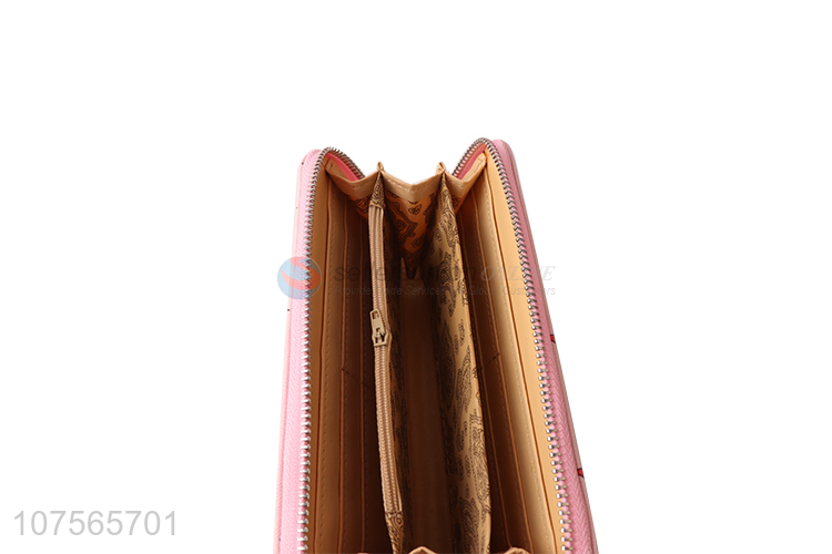 Wholesale faux leather long wallet ladies leather purse