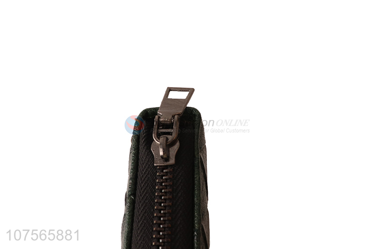 Low price women zipper pu leather purse long wallets