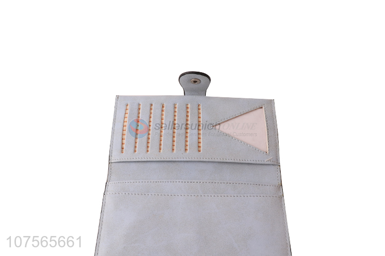 Hot products ladies foldable pu leather purse with button