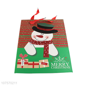 Hot sale <em>Christmas</em> snowman paper <em>gift</em> bag glitter packing bag