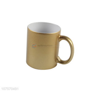 Customized 11oz golden sublimation glittering mug ceramic pearl cup