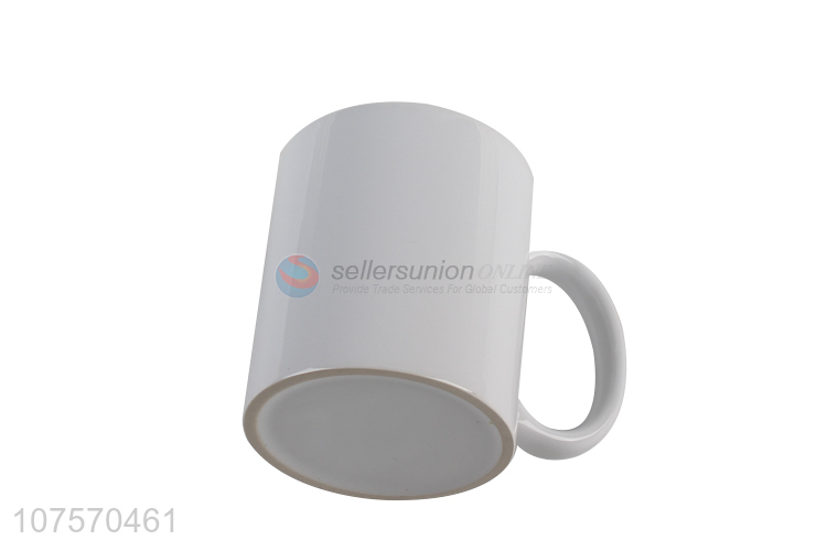 Suitable price 10oz bone china cup white drinking cup with handle