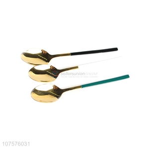 Top Selling Gold Stainless Steel Spoon With Colorful Handle