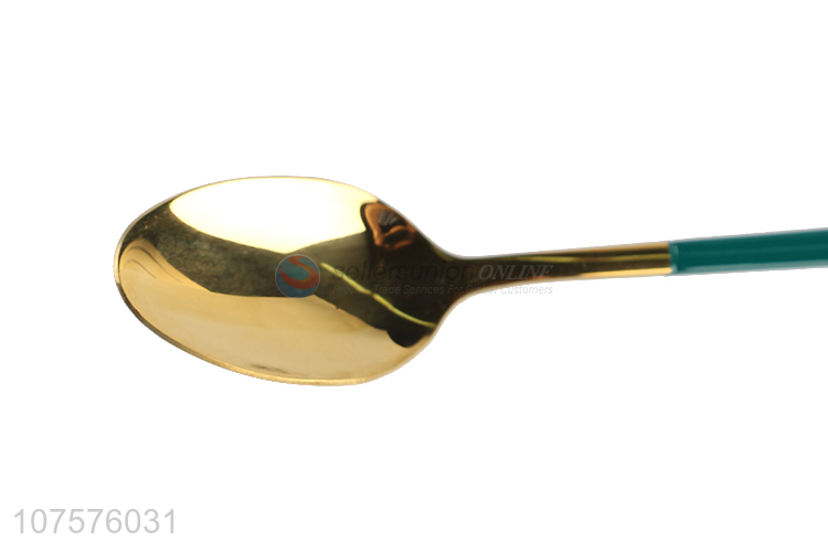 Top Selling Gold Stainless Steel Spoon With Colorful Handle