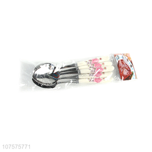 Unique Design Flowers Printing Handle Stainless Steel Spoon