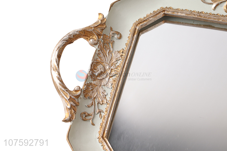 Factory Sell Luxury Retro Style Serving Tray Resin Service Mirror Tray