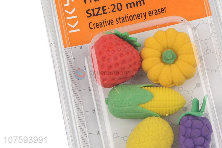 Wholesale creative fruit shape rubber eraser non-toxic eraser for kids