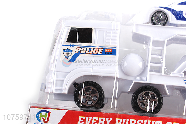 Hot products inertia friction police trailer toy set with police cars