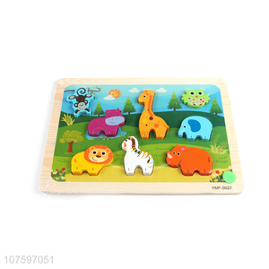 Good quality kids educational toy wooden wild animal puzzle board toy