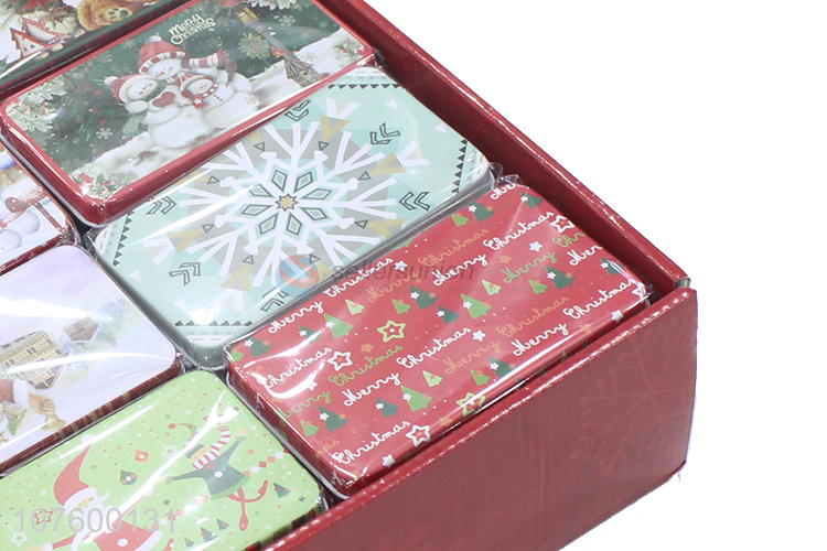 Creative Printing Colorful Christmas Decoration Tin Box Storage Box